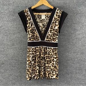 Speechless Womens Y2K Babydoll Top Size Large Animal Print Sleeveless Pullover